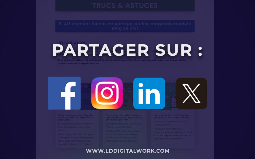 Afficher des icônes de partage sur les images du module Blog de Divi