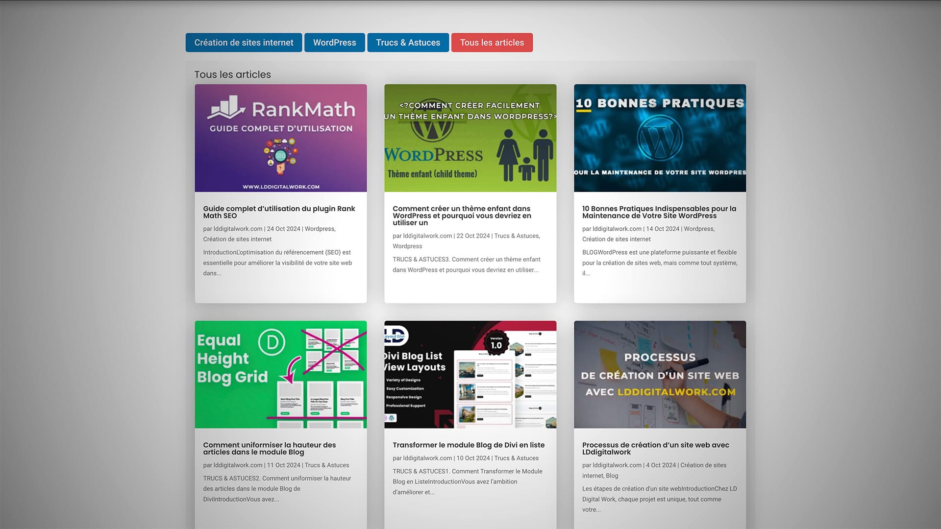 Créer des onglets de catégories d'articles avec Divi, html, css et javascript